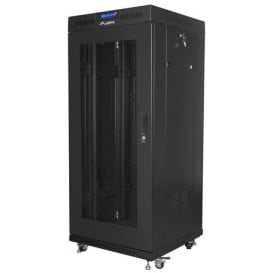 Szafa rack 19" 27U Lanberg FF01-6627-23BL - 600 x 600 x 1461 mm, drzwi perforowane, LCD