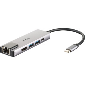 Replikator portów D-Link 5in1 USB-C DUB-M520 - 2x USB-A 3.0, USB-C, HDMI 1.4, RJ-45, PD 60W