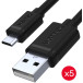 Kable Unitek USB-A do microUSB 2.0 Y-C4007BK - 5 sztuk, 2x 0,3m, 3x 0,2m
