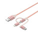 Kabel Unitek 3in1 Y-C4036ARG - USB-A do USB-C, Lightning, microUSB, 1 m, Różowy
