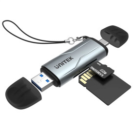 Czytnik kart Unitek USB-A i USB-C microSD i SD R1010A