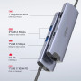 Replikator portów Unitek 6in1 Multiport H1112F - USB-C 100W, 3x USB-A, 1x HDMI, 1x RJ45, Szary