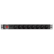 Listwa zasilająca Rack PDU Lanberg PDU-08E-0200-BK - 1U, 8 gniazd "francuskich", przewód 2m