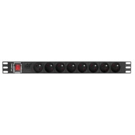 Listwa zasilająca Rack PDU Lanberg PDU-08E-0200-BK - 1U, 8 gniazd "francuskich", przewód 2m