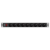 Listwa zasilająca Rack PDU Lanberg PDU-09E-0300-BK - 1U, 9 gniazd "francuskich" (NF C 61-314), przewód 3m