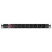 Listwa zasilająca Rack PDU Lanberg PDU-08I-0200-C20-BK - 1U, 8 gniazd IEC C13 x8, przewód 2m, wtyk C20