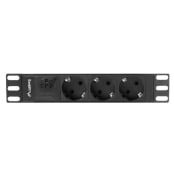 Listwa zasilająca Rack PDU Lanberg PDU-03F-0200-BK - do szaf 10", 1U, 3 gniazda "schuko", przewód 2m