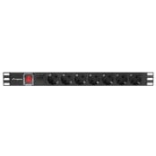 Listwa zasilająca Rack PDU Lanberg PDU-07F-0200-IEC-BK - 1U, 7 gniazd "schuko"(DIN VDE 0620-1), przewód 2m