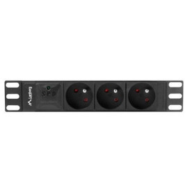 Listwa zasilająca Rack PDU Lanberg PDU-03E-0200-BK - do szaf 10", 1U, 3 gniazda "francuskie"(NF C 61-314), przewód 2m