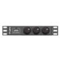 Listwa zasilająca Rack PDU Lanberg PDU-03E-0200-IEC-BK - do szaf 10", 1U, 3 gniazda "francuskie" (NF C 61-314), przewód 2m