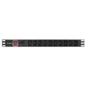 Listwa zasilająca Rack PDU Lanberg PDU-10I-0200-IEC-BK - 1U, 10 gniazd IEC C13, przewód 2m