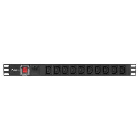 Listwa zasilająca Rack PDU Lanberg PDU-10I-0200-IEC-BK - 1U, 10 gniazd IEC C13, przewód 2m