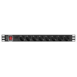 Listwa zasilająca Rack PDU Lanberg PDU-08F-0200-BK - 1U, 8 gniazd "schuko" (DIN VDE 0620-1), przewód 2m