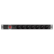 Listwa zasilająca Rack PDU Lanberg PDU-07E-0200-IEC-BK - 1U, 7 gniazd "francuskich" (NF C 61-314), przewód 2m