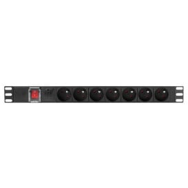 Listwa zasilająca Rack PDU Lanberg PDU-07E-0200-IEC-BK - 1U, 7 gniazd "francuskich" (NF C 61-314), przewód 2m