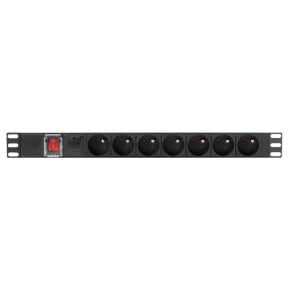 Listwa zasilająca Rack PDU Lanberg PDU-07E-0200-BK - 1U, 7 gniazd "francuskich" (NF C 61-314), przewód 2m