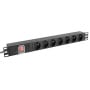 Listwa zasilająca Rack PDU Lanberg PDU-07E-0200-BK - 1U, 7 gniazd "francuskich" (NF C 61-314), przewód 2m