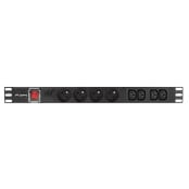 Listwa zasilająca Rack PDU Lanberg PDU-04E04I-0200-BK - 1U, 4 gniazda "francuskie", 4 gniazda IEC C13, przewód 2m