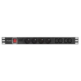 Listwa zasilająca Rack PDU Lanberg PDU-04E04I-0200-BK - 1U, 4 gniazda "francuskie", 4 gniazda IEC C13, przewód 2m