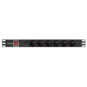 Listwa zasilająca Rack PDU Lanberg PDU-06E-0200-BK - 1U, 6 gniazd "francuskich" (NF C 61-314), przewód 2m