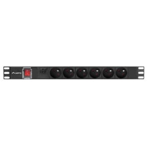 Listwa zasilająca Rack PDU Lanberg PDU-06E-0200-BK - 1U, 6 gniazd "francuskich" (NF C 61-314), przewód 2m