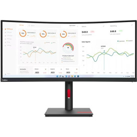 Monitor Lenovo ThinkVision T34w-30 z kamerą MC60 63D4ZAT1EU - 34"/3440x1440 (UWQHD)/60Hz/21:9/zakrzywiony/VA/6 ms/kamera/USB-C/Czarny