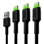 Kabel 3x USB Green Cell Ray USB-A ,  USB-C KABGCSET03 - zdjęcie poglądowe 1