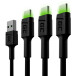 Kabel 3x USB Green Cell Ray USB-A / USB-C KABGCSET01 - 0,3 m + 1,2 m + 2 m, Czarny