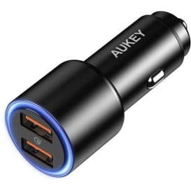 Ładowarka samochodowa AUKEY CC-Y17S - 2xUSB QC 3.0 36W LED, Czarna