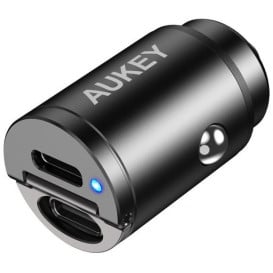 Ładowarka samochodowa AUKEY CC-A4 BK - 2x USB-C, Power Delivery 30W, Czarna