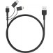 Kabel AUKEY CB-BAL5 3w1 USB-A do microUSB/USB-C/Lightning - Quick Charge, 1,2m, Czarny