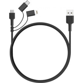 Kabel AUKEY CB-BAL5 3w1 USB-A do microUSB/USB-C/Lightning - Quick Charge, 1,2m, Czarny