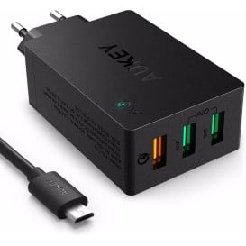 Ładowarka sieciowa AUKEY PA-T14 - 3x USB, Quick Charge 3.0 7.8A 42W, Czarna