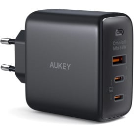 Ładowarka sieciowa AUKEY Omnia II Mix 65W PA-B6T BK - 2x USB-C, 1x USB-A, Czarna