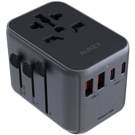 Ładowarka podróżna AUKEY PA-TA07 35W - EU|US|UK|AUS, 2x USB-A, 2x USB-C, Czarna