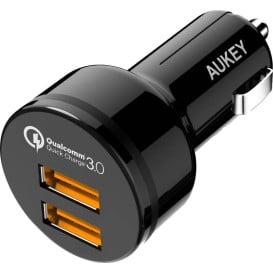 Ładowarka samochodowa AUKEY CC-T8 - 2x USB-A, Power Delivery 3.0 6A 36W, Czarna