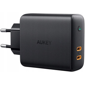 Ładowarka sieciowa AUKEY PA-D5 63W - 2x USB-C, Power Delivery 3.0 6A 63W, Czarna