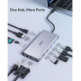 Replikator portów AUKEY 10w1 CB-C89 - 2x USB 3.0, 2x USB 2.0, 1x USB-C PD 100W, 1x HDMI 4k 30Hz, 1x VGA, RJ-45, SD i microSD