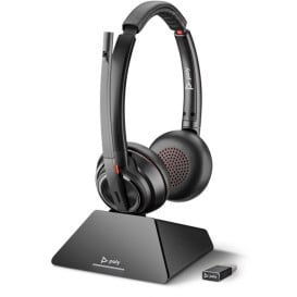 Zestaw słuchawkowy Poly Savi 8220 UC Microsoft Teams Certified DECT 1880-1900 MHz USB-A Headset 8D3F5AA - Czarny