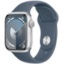 Smartwatch Apple Watch 9 MR903QR/A - 41mm GPS aluminium srebrny z paskiem sportowym w kolorze sztormowego błękitu, S|M