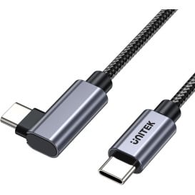 Kabel kątowy 90° Unitek C14123BK-1M - Power Delivery 100W, USB 2.0, 1m, Czarny