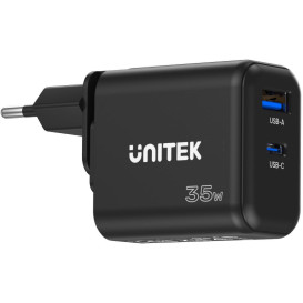 Ładowarka sieciowa Unitek P1119A 35W - 1x USB-C, 1x USB-A, Czarna