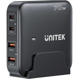 Ładowarka biurkowa Unitek P1228ABK01-EU 70W - 2x USB-A 2x USB-C, Czarna