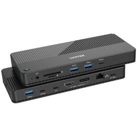 Stacja dokująca Unitek 12w1 D1079A USB-C - USB-C 40Gbps, 4x USB-C, 3x USB-A, RJ-45, DP, HDMI, czytnik SD i microSD