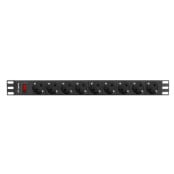 Listwa zasilająca Rack PDU Lanberg PDU-09F-0300-BK - 1U, 9 gniazd "schuko", przewód 3m