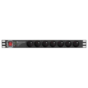 Listwa zasilająca Rack PDU Lanberg PDU-PRO-07E-0200-BK - 1U, 7 gniazd "francuskich", przewód 2m