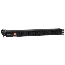 Listwa zasilająca Rack PDU EmiterNet EM/LZ19.09F.IEC.2S.W - 9 gniazd IEC320 C13, 10A, wtyk uni-schuko, przewód 2 m, wyłącznik