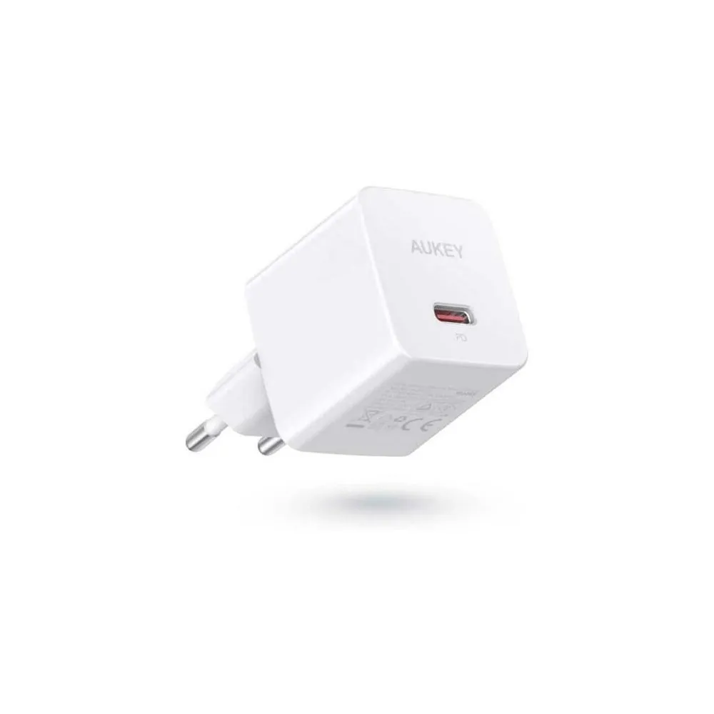 Ładowarka sieciowa AUKEY Mini PA-Y20S WHITE - 1x USB-C, Power Delivery 20W, Biała