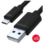 Kable Unitek USB-A do microUSB 2.0 Y-C4007BK, 5 sztuk, 2x 0,3m, 3x 0,2m, Czarny | Sklep ITnes.pl, IT for BUSINESS