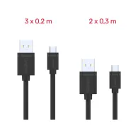 Kable Unitek USB-A do microUSB 2.0 Y-C4007BK, 5 sztuk, 2x 0,3m, 3x 0,2m, Czarny | Sklep ITnes.pl, IT for BUSINESS